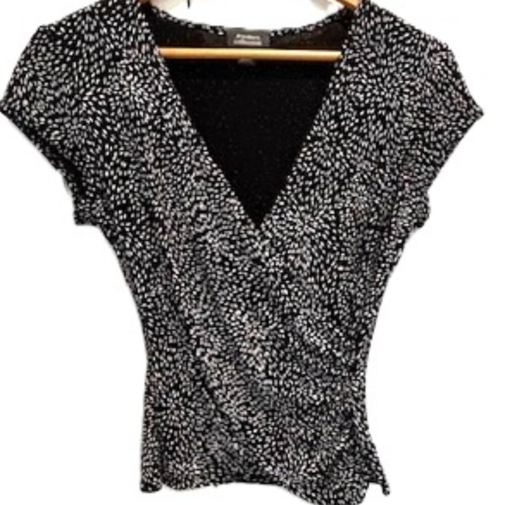 Dress Barn Collection Black Surplice Top Size Small